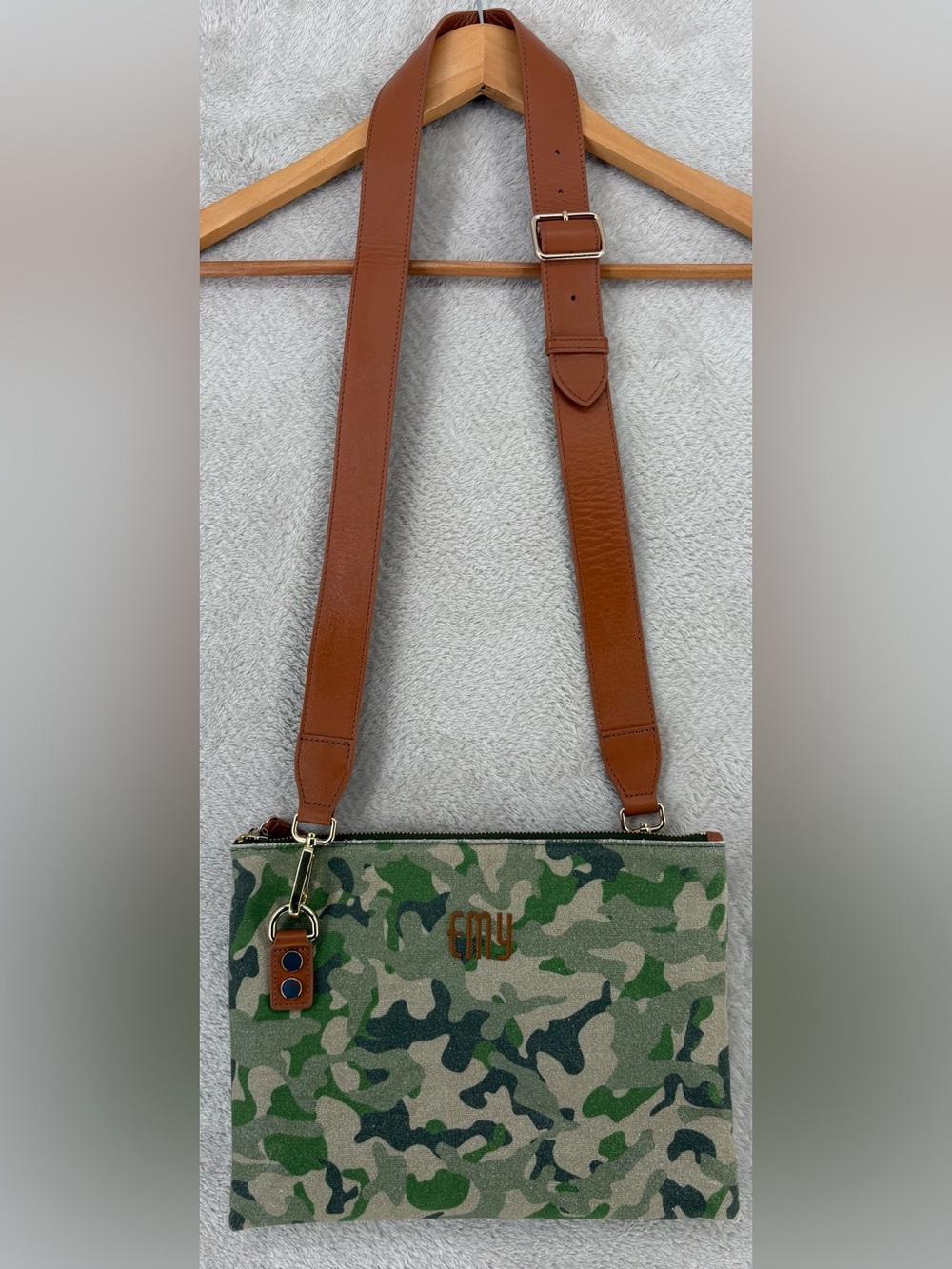 Mark and Graham Essential Camo Canvas Tote with Monogram “EMY”